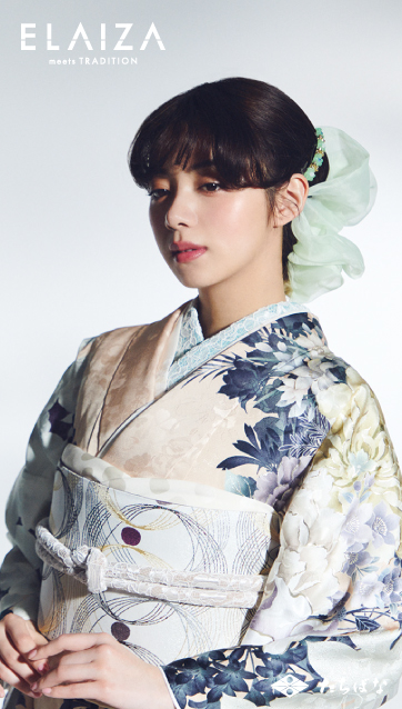 池田エライザの振袖-ベージュ|成人式の新作振袖ご紹介　El-705