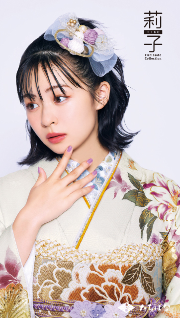 莉子着用の振袖-ベージュ｜成人式の新作振袖ご紹介　RK-07