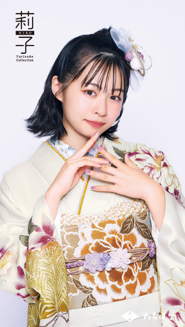 莉子着用の振袖-ベージュ｜成人式の新作振袖ご紹介　RK-07