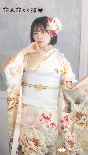 なえなの着用の振袖-白|成人式の新作振袖ご紹介 NF-