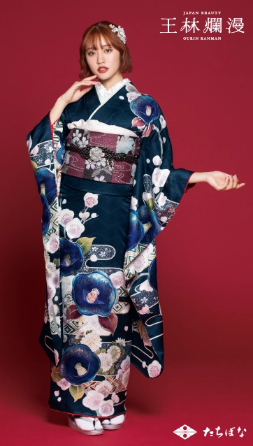 “王林浪漫”の振袖-紺｜成人記念の新作振袖ご紹介　OR-307