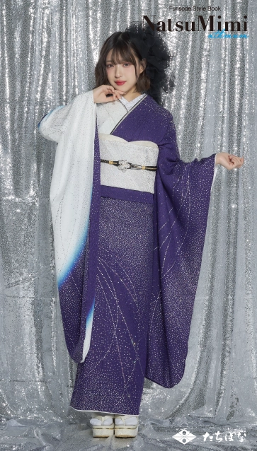 MINAMIちゃん着用“NatsuMini”の振袖-青|成人記念の新作振袖ご紹介　NAT-003