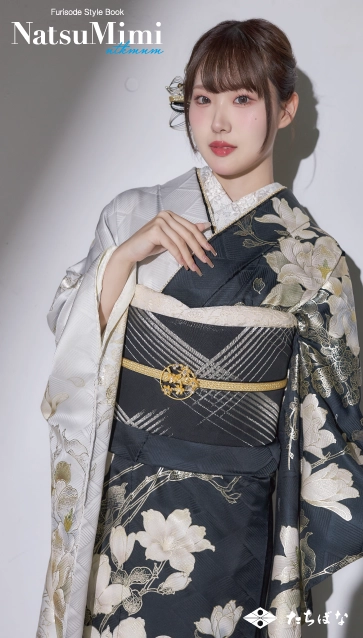 なつみちゃん着用“NatsuMini”の振袖-黒|成人記念の新作振袖ご紹介　NAT-017