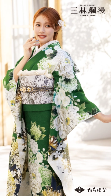 “王林爛漫”の振袖-緑｜成人記念の新作振袖ご紹介　OR-325