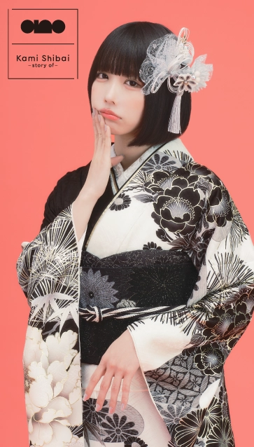 “Kami Shibai-story of- ano”の振袖-白黒｜成人記念の新作振袖ご紹介　ANO-304