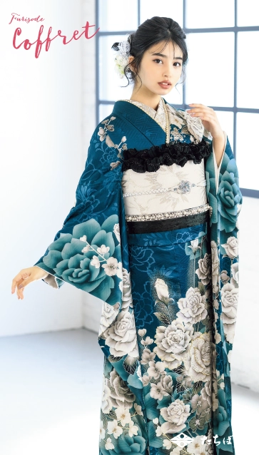 “谷田ラナ × Coffret”の振袖-青｜成人記念の新作振袖ご紹介　CF-508