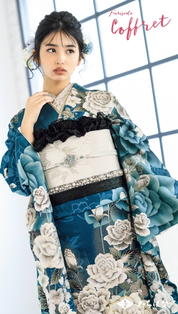 “谷田ラナ × Coffret”の振袖-青｜成人記念の新作振袖ご紹介　CF-508