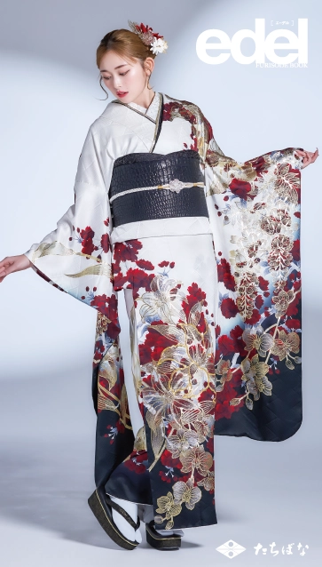 “Edel×古川優奈（ゆうちゃみ）”の振袖-白｜成人記念の新作振袖ご紹介　E-617