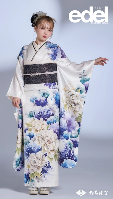 “Edel×古川結菜（ゆいちゃみ）”の振袖-白｜成人記念の新作振袖ご紹介　E-619
