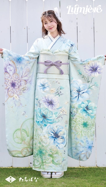“星乃夢奈×Lumiere”の振袖-水色｜成人記念の新作振袖ご紹介　LF-01