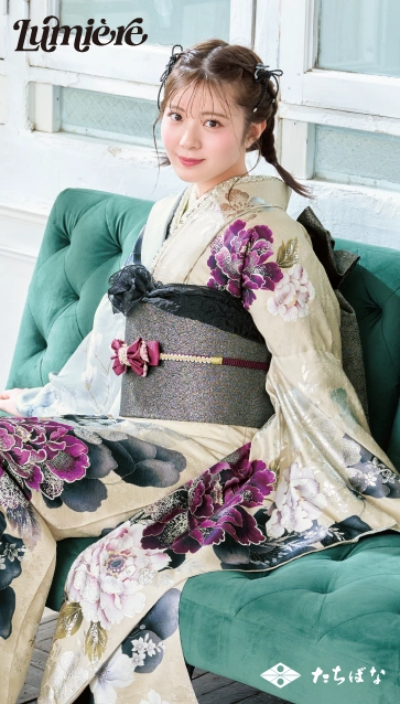 “星乃夢奈×Lumiere”の振袖-ベージュ｜成人記念の新作振袖ご紹介　LF-12