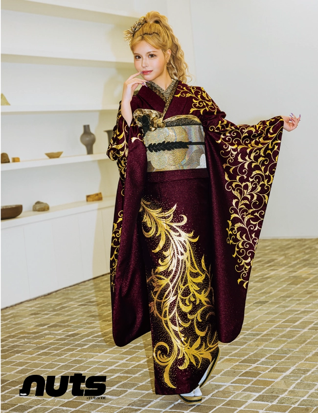 赤の振袖 ハピーナッツ ｜nt-805