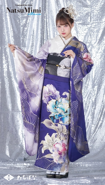 MINAMIちゃん着用“NatsuMimi”の振袖-紫|ハタチ記念の新作振袖ご紹介　NAT-214