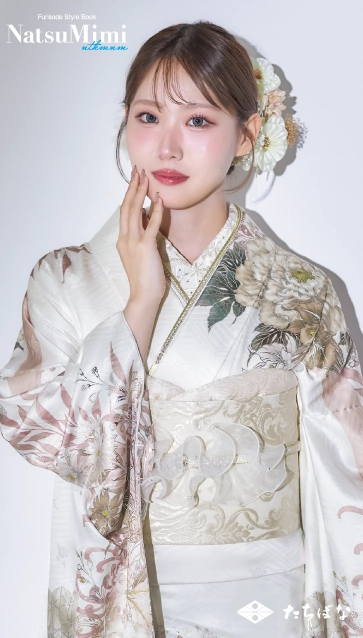 なつみちゃん着用“NatsuMimi”の振袖-白|ハタチ記念の新作振袖ご紹介　NAT-216