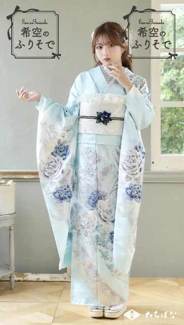 “希空（のあ）”ちゃんの振袖-水色｜成人記念の新作振袖ご紹介　NOA-007