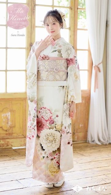 Ma Minette×本田紗来の振袖-白|ハタチ記念の新作振袖ご紹介　MAF-701