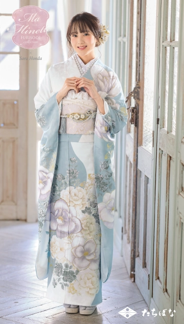 Ma Minette×本田紗来の振袖-水色|ハタチ記念の新作振袖ご紹介　MAF-704