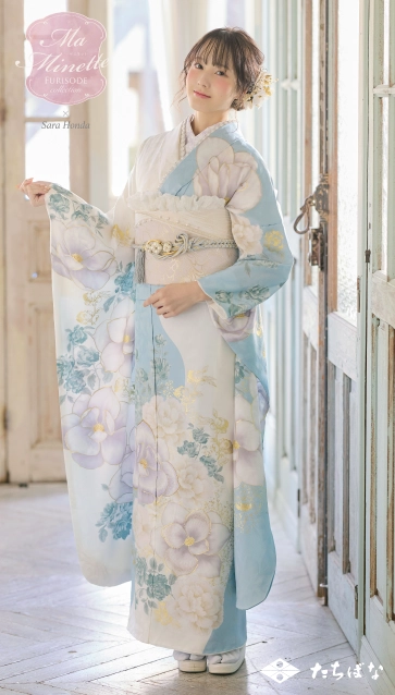 Ma Minette×本田紗来の振袖-水色|ハタチ記念の新作振袖ご紹介　MAF-704
