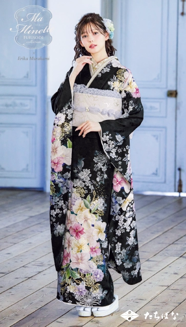 Ma Minette×村上愛花の振袖-黒|ハタチ記念の新作振袖ご紹介　MAF-707