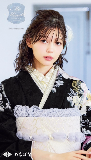 Ma Minette×村上愛花の振袖-黒|ハタチ記念の新作振袖ご紹介　MAF-707