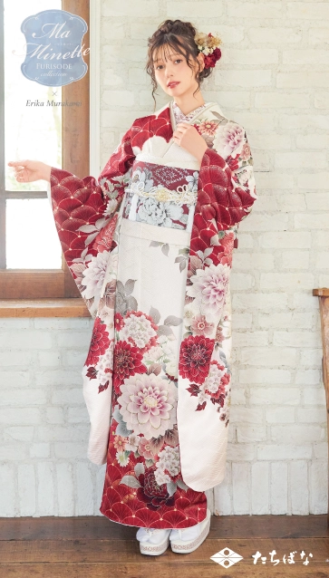 Ma Minette×村上愛花の振袖-白赤|ハタチ記念の新作振袖ご紹介　MAF-710