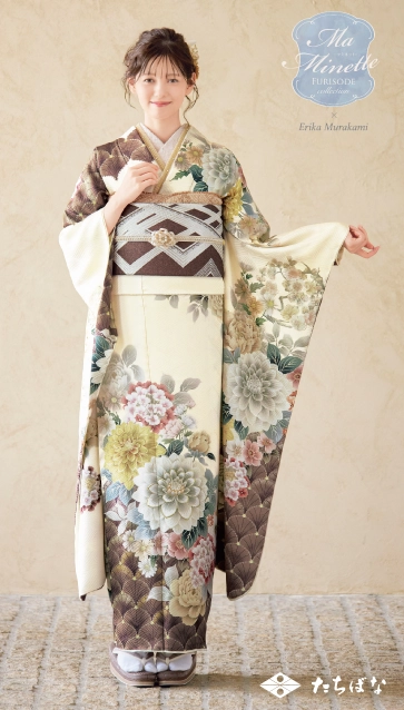 Ma Minette×村上愛花の振袖-ベージュ|ハタチ記念の新作振袖ご紹介　MAF-711