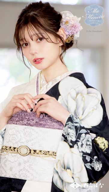 Ma Minette×村上愛花の振袖-白黒|ハタチ記念の新作振袖ご紹介　MAF-712