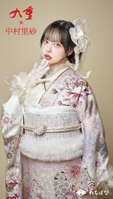 九重 × 中村里砂の振袖-白|成人記念の新作振袖ご紹介　RN-603