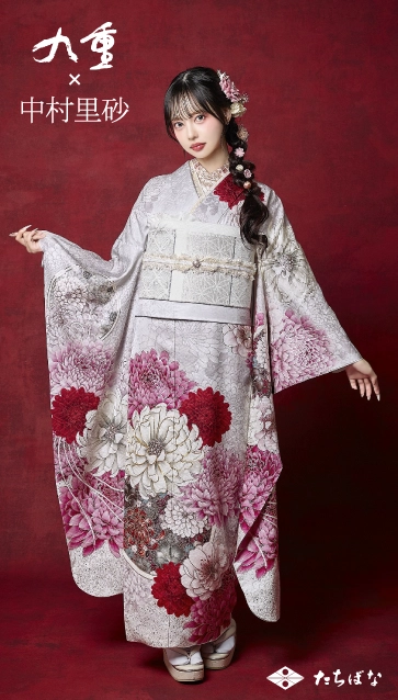 九重 × 中村里砂の振袖-白|成人記念の新作振袖ご紹介　RN-611