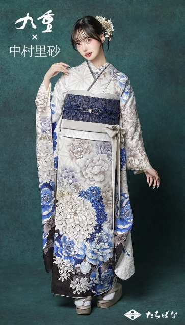 九重 × 中村里砂の振袖-白|成人記念の新作振袖ご紹介　RN-631