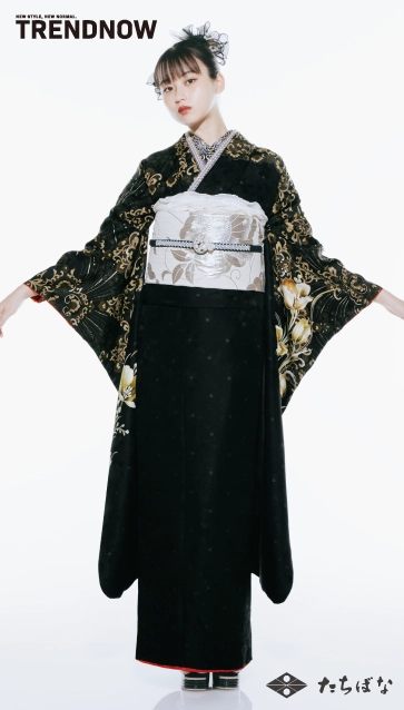 菊池日菜子 ×TRENDNOW（トレンドナウ）の振袖-黒|ハタチ記念の新作振袖ご紹介　TN-262