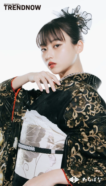 菊池日菜子 ×TRENDNOW（トレンドナウ）の振袖-黒|ハタチ記念の新作振袖ご紹介　TN-262