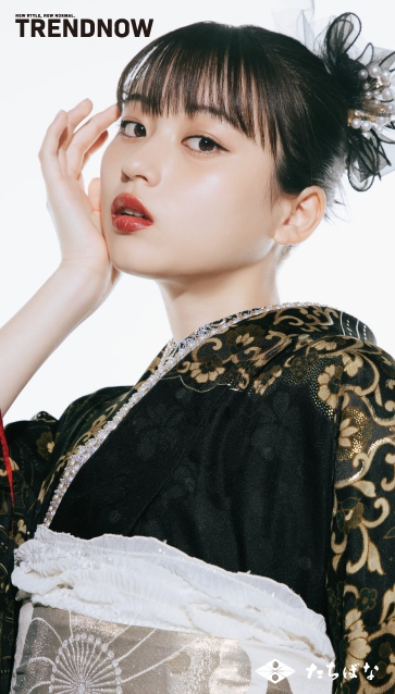 菊池日菜子 ×TRENDNOW（トレンドナウ）の振袖-黒|ハタチ記念の新作振袖ご紹介　TN-262