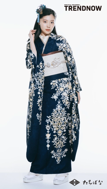 川床明日香 ×TRENDNOW（トレンドナウ）の振袖-紺|ハタチ記念の新作振袖ご紹介　TN-265