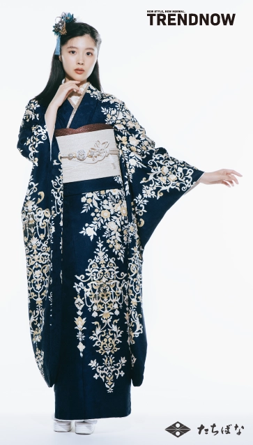 川床明日香 ×TRENDNOW（トレンドナウ）の振袖-紺|ハタチ記念の新作振袖ご紹介　TN-265
