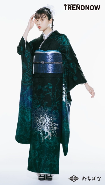 菊池日菜子 ×TRENDNOW（トレンドナウ）の振袖-黒|ハタチ記念の新作振袖ご紹介　TN-266