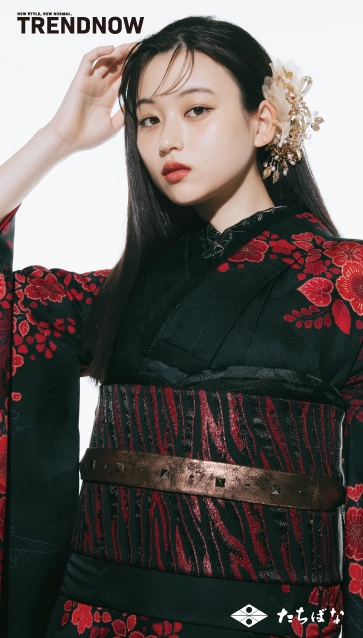 菊池日菜子 ×TRENDNOW（トレンドナウ）の振袖-黒|ハタチ記念の新作振袖ご紹介　TN-267
