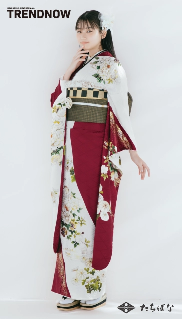 菊池日菜子 ×TRENDNOW（トレンドナウ）の振袖-赤白|ハタチ記念の新作振袖ご紹介　TN-274