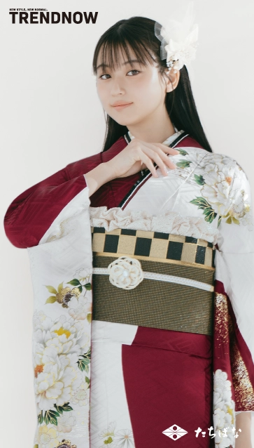 菊池日菜子 ×TRENDNOW（トレンドナウ）の振袖-赤白|ハタチ記念の新作振袖ご紹介　TN-274