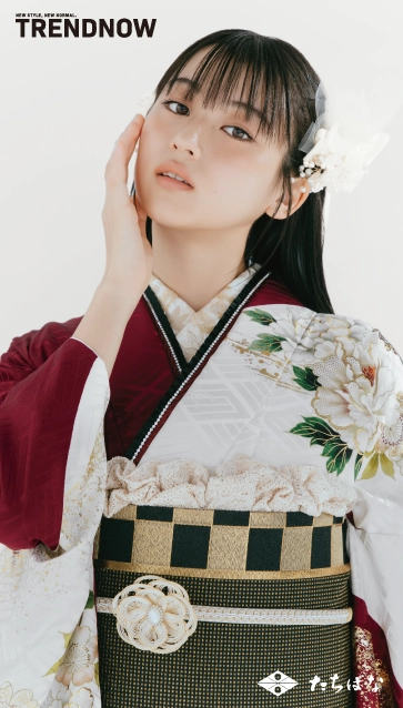 菊池日菜子 ×TRENDNOW（トレンドナウ）の振袖-赤白|ハタチ記念の新作振袖ご紹介　TN-274