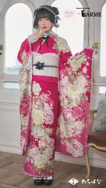 きゅるして×LARME（ラルム）の振袖-赤ピンク|ハタチ記念の新作振袖ご紹介　KYU-001