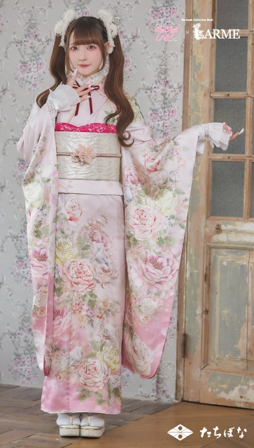 きゅるして×LARME（ラルム）の振袖-ピンク|ハタチ記念の新作振袖ご紹介　KYU-002