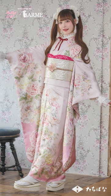 きゅるして×LARME（ラルム）の振袖-ピンク|ハタチ記念の新作振袖ご紹介　KYU-002