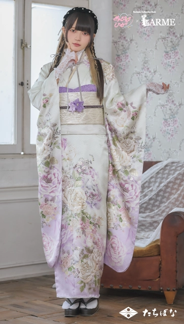 きゅるして×LARME（ラルム）の振袖-白|ハタチ記念の新作振袖ご紹介　KYU-003
