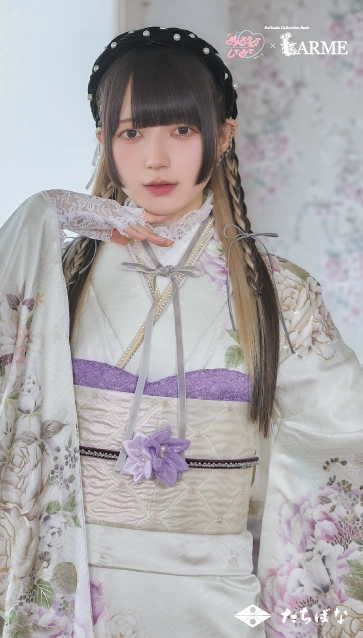 きゅるして×LARME（ラルム）の振袖-白|ハタチ記念の新作振袖ご紹介　KYU-003
