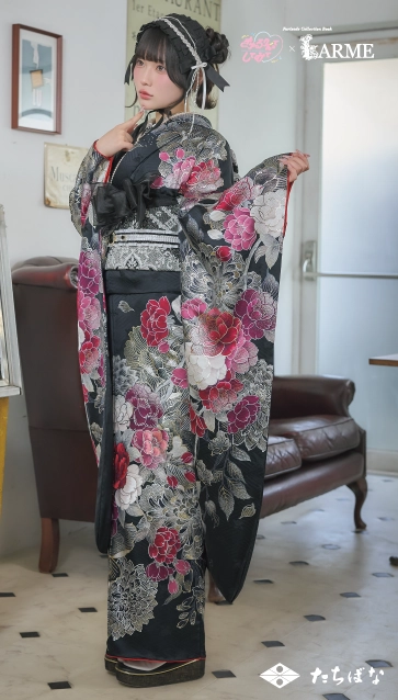 きゅるして×LARME（ラルム）の振袖-黒|ハタチ記念の新作振袖ご紹介　KYU-005