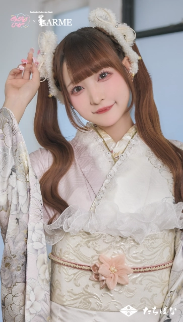 きゅるして×LARME（ラルム）の振袖-白ピンク|ハタチ記念の新作振袖ご紹介　KYU-006