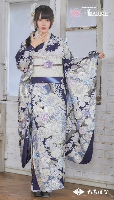 きゅるして×LARME（ラルム）の振袖-青紫|ハタチ記念の新作振袖ご紹介　KYU-015