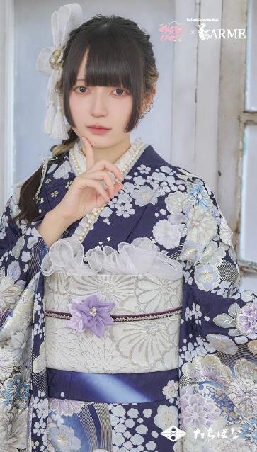 きゅるして×LARME（ラルム）の振袖-青紫|ハタチ記念の新作振袖ご紹介　KYU-015