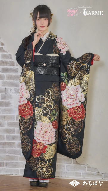 きゅるして×LARME（ラルム）の振袖-黒|ハタチ記念の新作振袖ご紹介　KYU-019